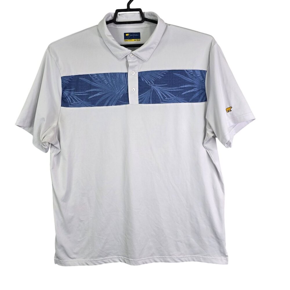 Mens Jack Nicklaus White & Blue Tropical Golf Polo Shirt Short Sleeve Size XXL